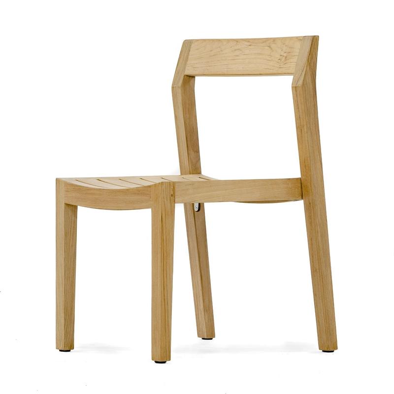 alt="11901 Horizon Teak Side Chair angled side view on white background"