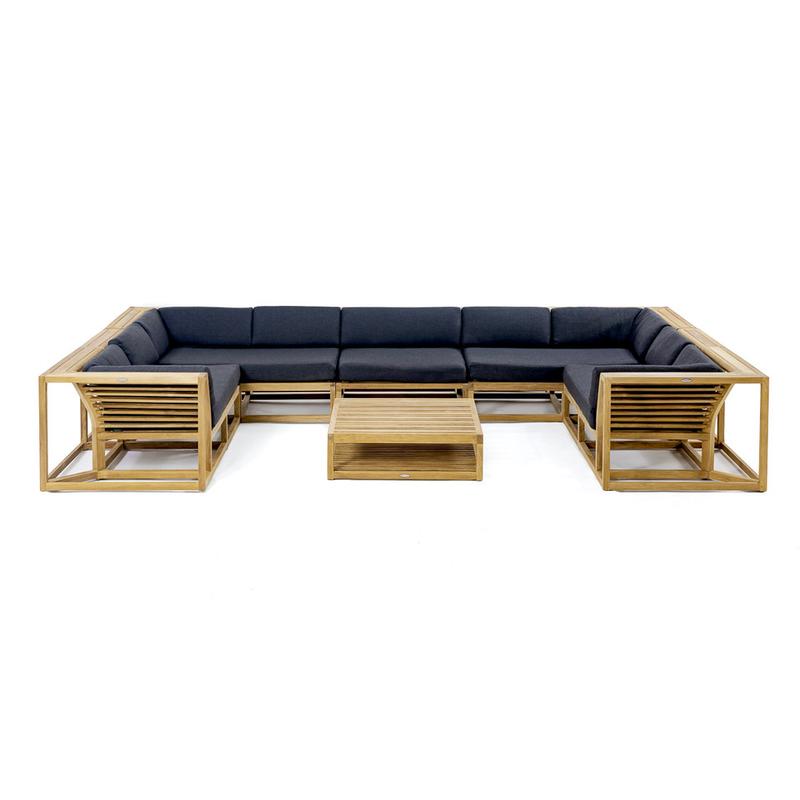 alt="70755 Maya 6pc Lounge Set with cushions in U shape in front view on white background"