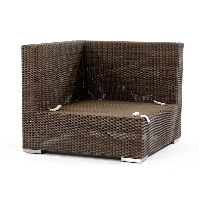 alt="31002 malaga synthetic wicker deep seating corner sectional showing velcro cushion tabs on white background"