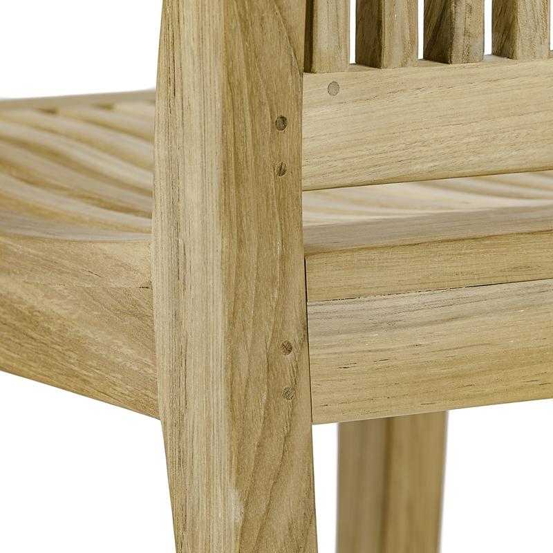 alt=" 70773 Laguna Teak Side Chair closeup of chair seat and back on white background"