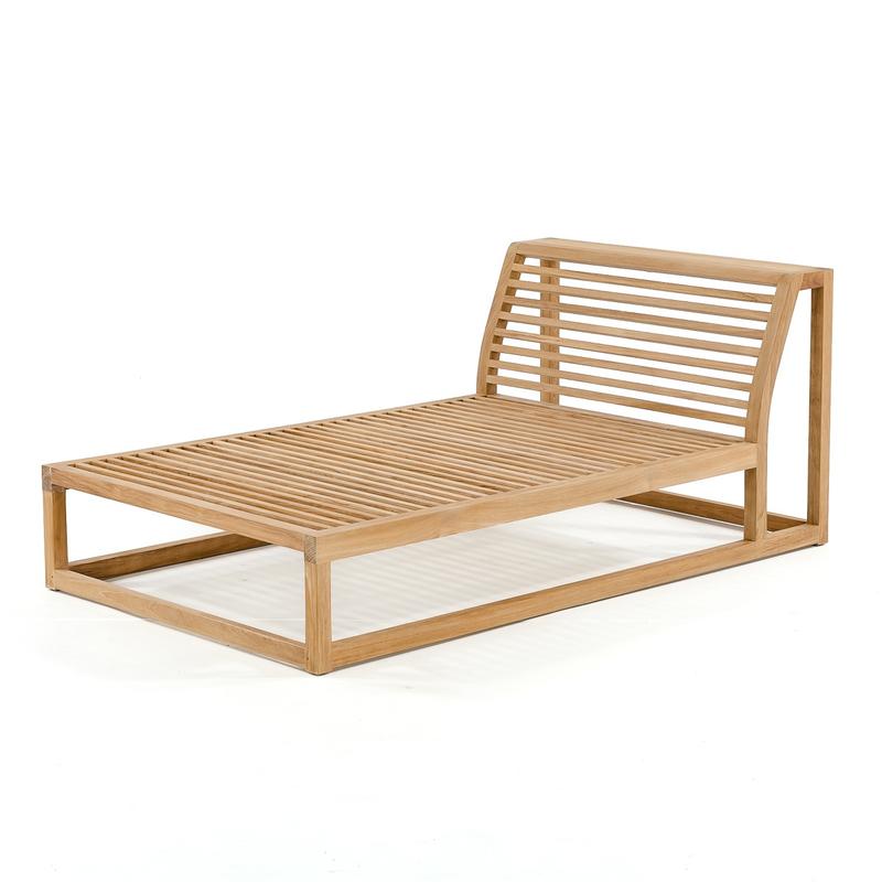 alt="16800 Maya Chaise teak frame front angle view on white background"