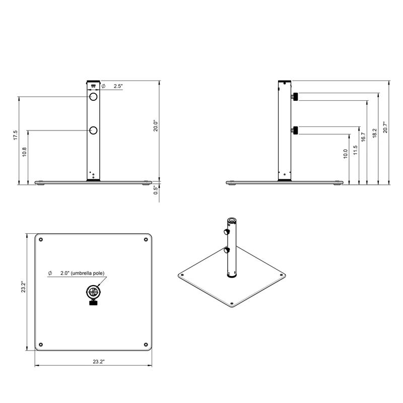 alt="WT Square Umbrella Base and Stem - Picture B"