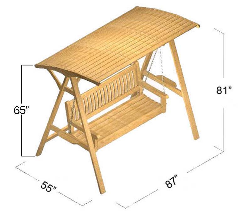 alt="13955 veranda teak swinging bench and canopy set autocad on white background"