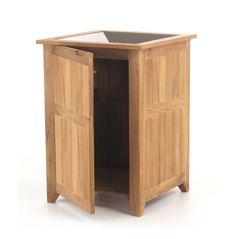 alt="Refurbished Palazzo Teak Trash Receptacle - Picture E"