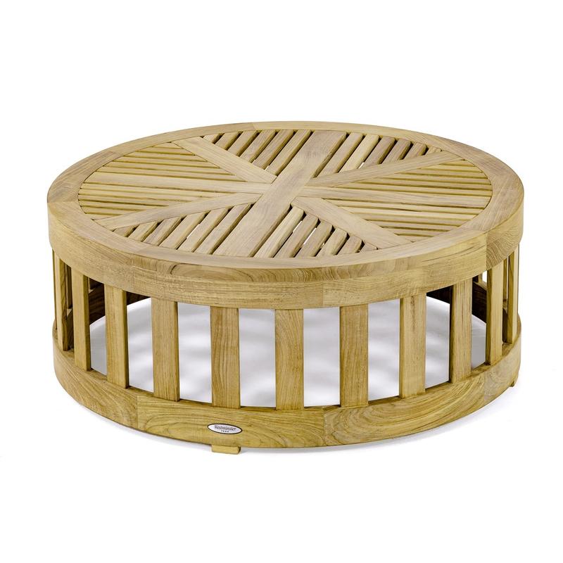 alt="14171 Kafelonia Teak Coffee Table Ottoman angled front end view on white background"