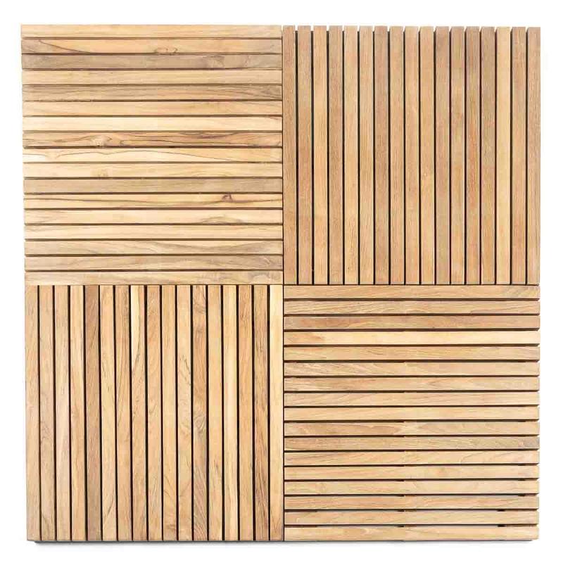 alt="18403 Callebotise Teak Floor Tile showing 4 tiles on white background"