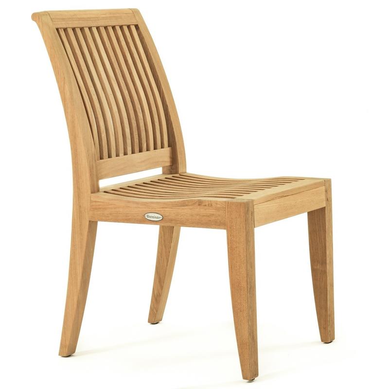alt="70291 Hyatt Laguna teak dining chair angled left side on white background"