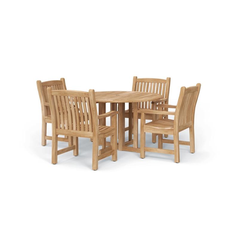 alt="5 pc Veranda Barbuda Round Teak Dining Set - Picture B"