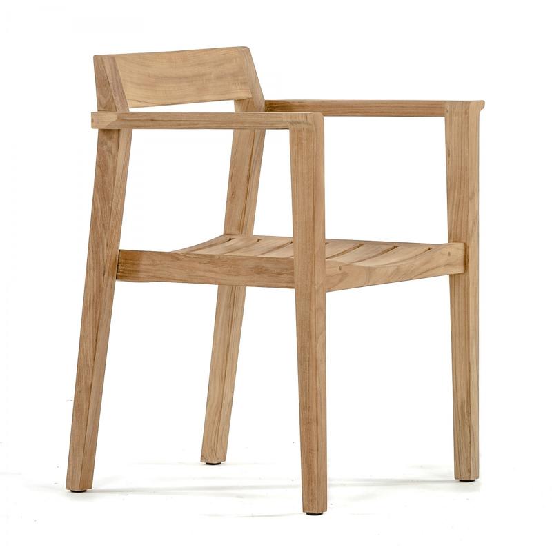 alt="70237 Grand Horizon teak dining chair right side angled view on white background"
