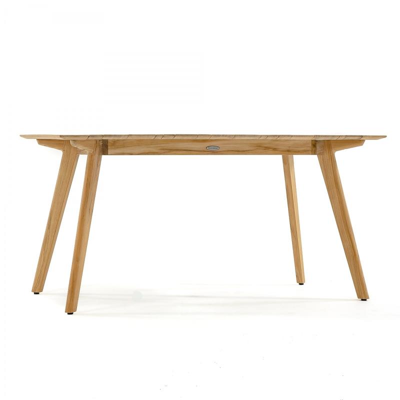 alt="70563 Surf Vogue teak 5 foot rectangular dining table side view on white background"