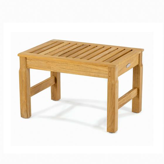 18603 Teak Shower Bench Seat 24 inches long angled on white background