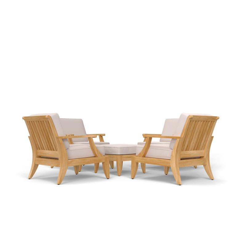 alt="70906 Laguna Chair & Ottoman Set for 4 with cushions in side view on white background"
