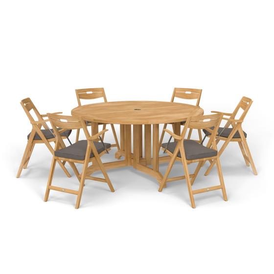7 pc Barbuda Surf 5ft Folding Dining Set