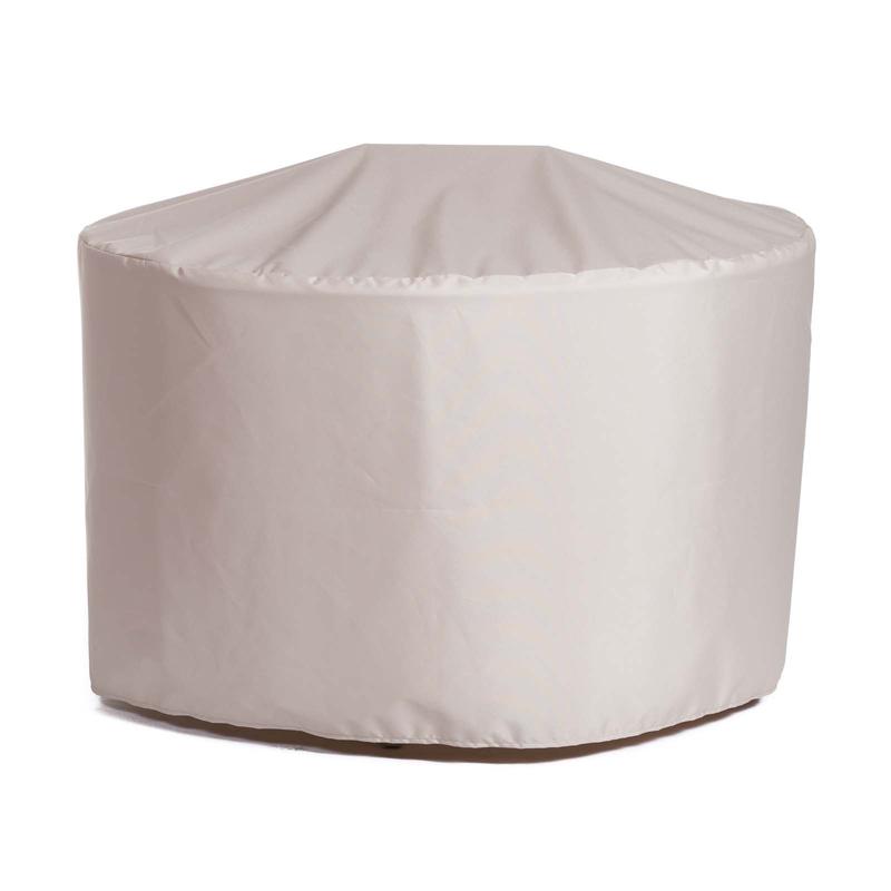 alt="65623 Barbuda Table Open Position Cover for 15623 Barbuda teak table in open position side view on white background"