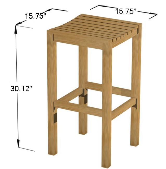 alt="70083 Somerset square teak bar stool autocad on white background"