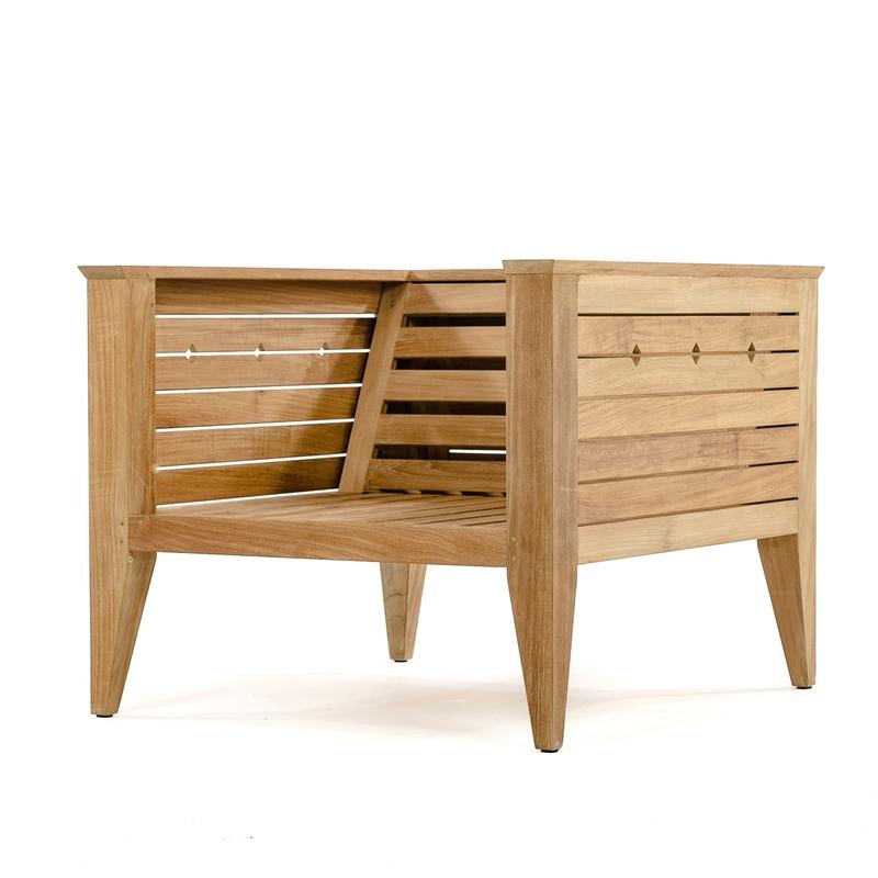 alt="12160dp Craftsman armchair teak frame side angled view on white background"