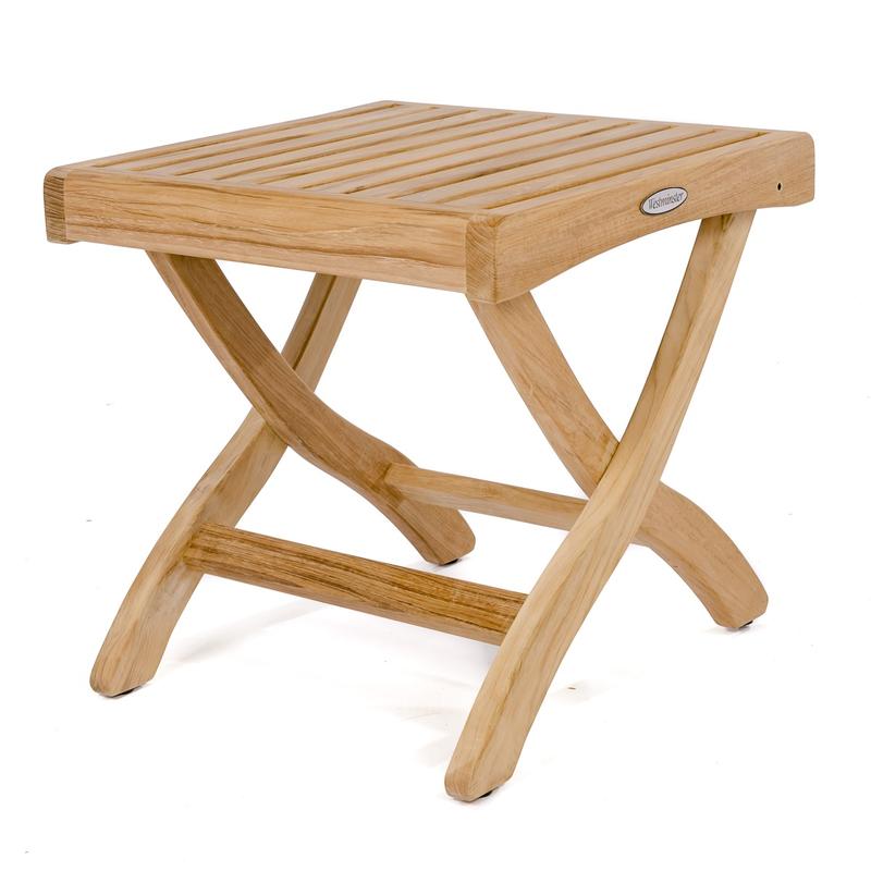 alt="18600 Barbuda Teak Ottoman Side Table angled on white background"
