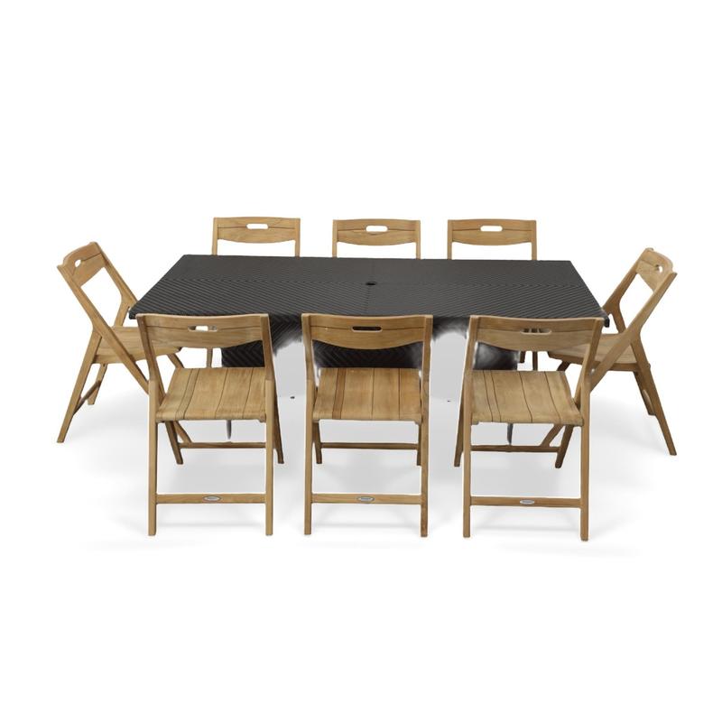 alt="image of 70922 Surf Valencia Dining Set for 8 side view on white background"