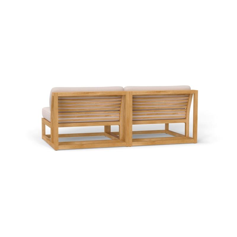alt="70821 Maya Armless Love Seat showing 2 Maya Slipper Chairs in back view on white background"