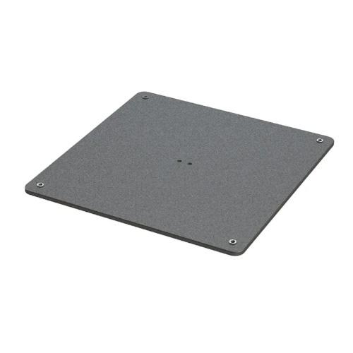 58101BY - WT Square Black Umbrella Base - Long Stem - in angled corner view on a white background
