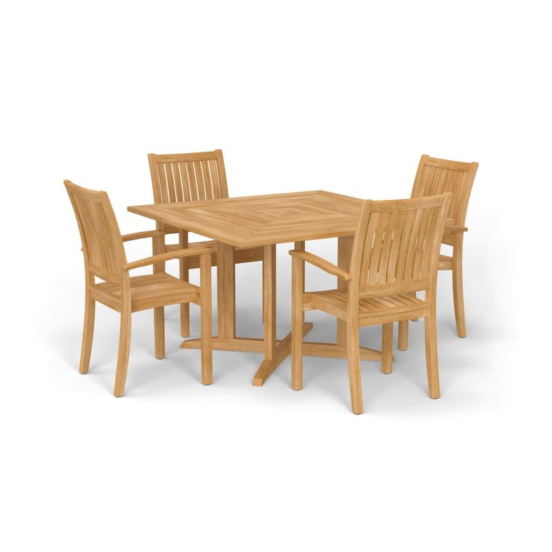 alt="5 pc Sussex Pyramid Teak Dining Set - Picture A"