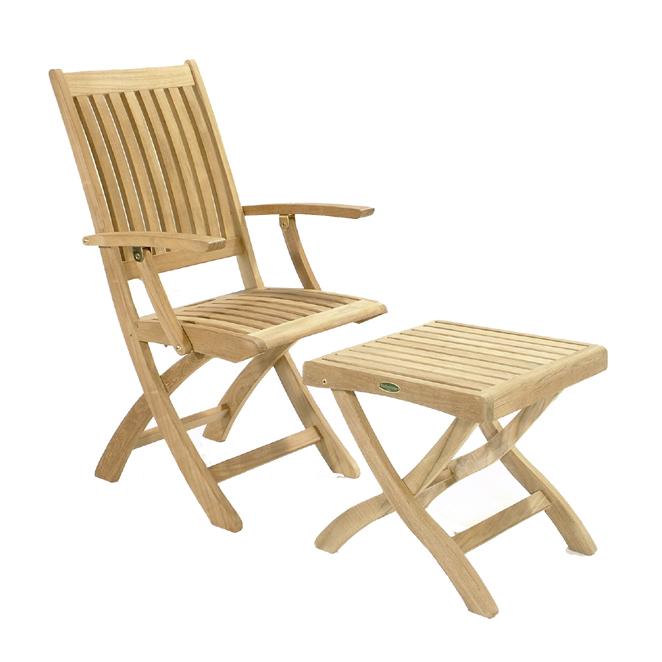 alt="Refurbished Barbuda Teak Folding Patio Chair - Picture E"