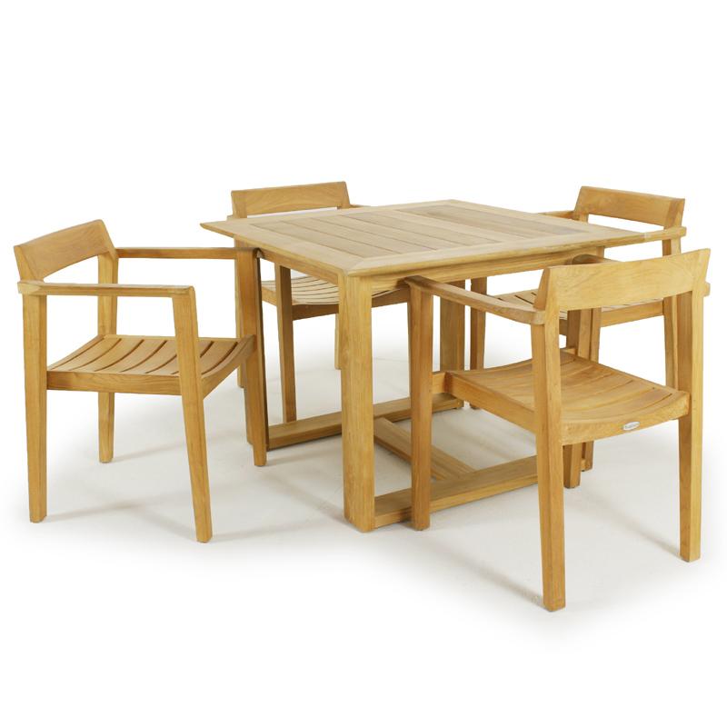alt="36 inch square teak table"