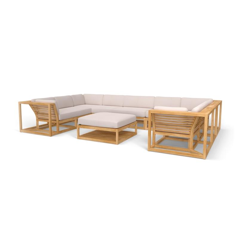 alt="70755 Maya 6pc Lounge Set with cushions in U shape in angled front view on white background"
