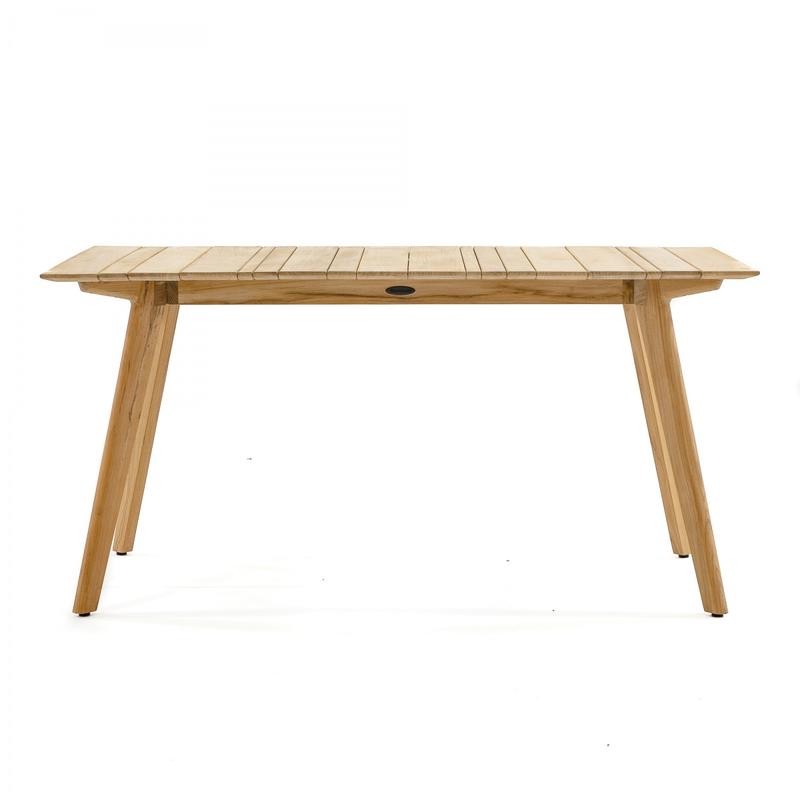 alt="15917 Surf Teak Dining Table side profile on white background"