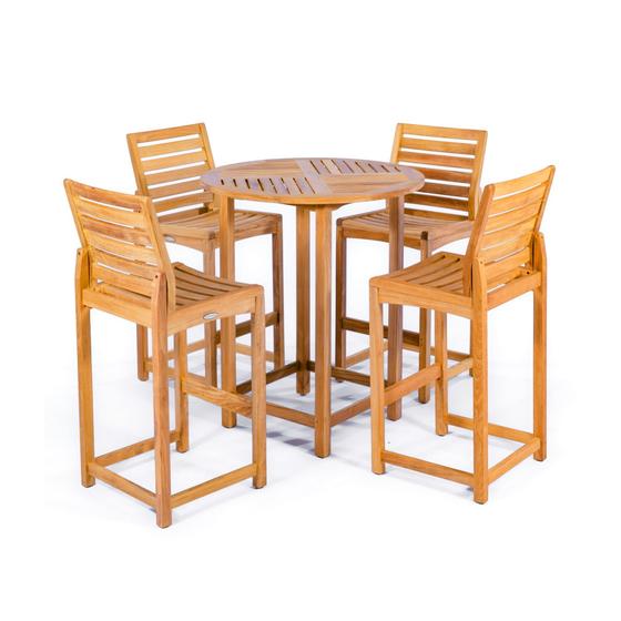 Somerset Side Barstool 5 pc Teak Bar Set