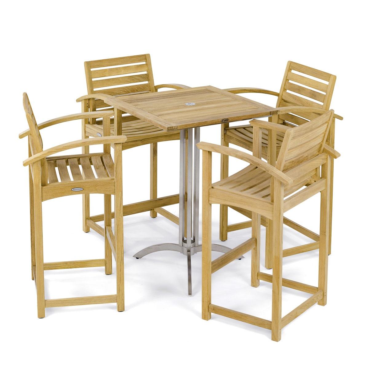 Square Somerset Teak Dining Barstool Set — picture A