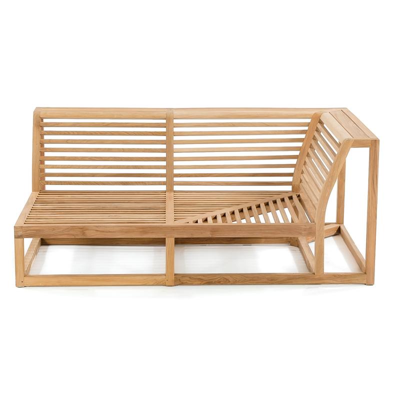 alt="70232 Maya Left Side Deep Seating Sectional Sofa slatted teak frame front view on white background "
