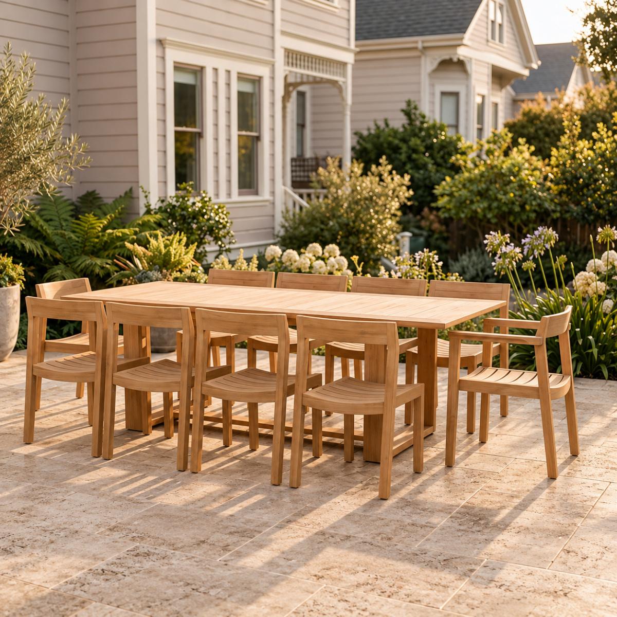 Horizon 11 pc Rectangular Teak Dining Set — picture A