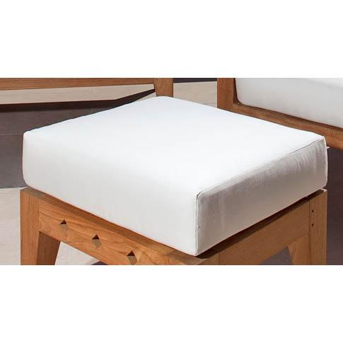alt="72402MTO Craftsman Ottoman Cushion on Craftsman teak ottoman frame corner angled view on white background "