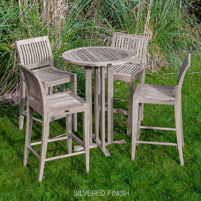 alt="70503 Laguna Pub Set showing a silver finish on grass lawn with landscape grass and trees in background"