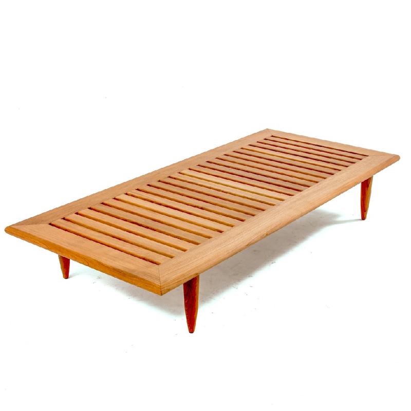 alt="16815dp saloma teak daybed frame angled on white background"