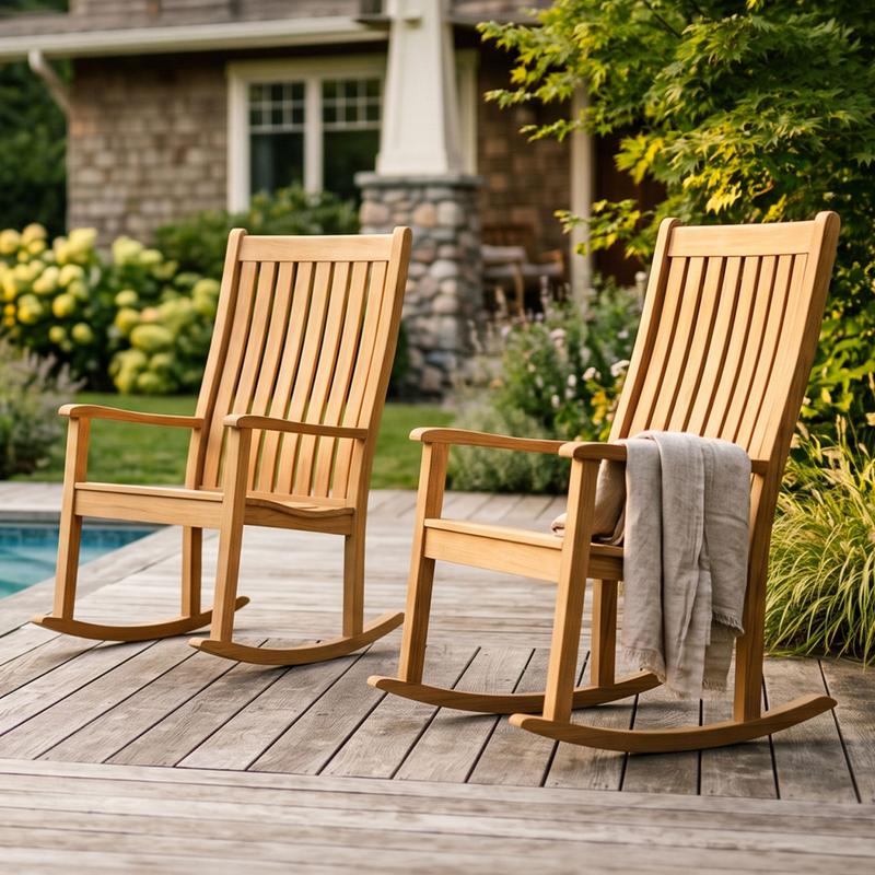 alt="Veranda Teak Rocking Chair Chat Set - Picture A"