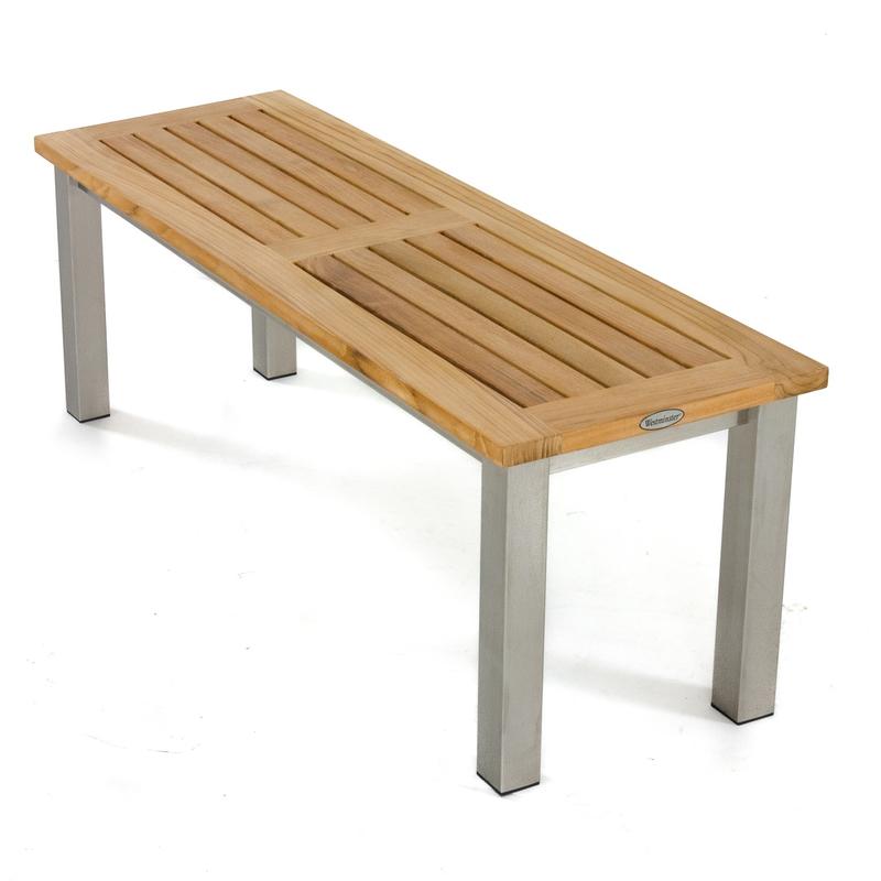 alt="23940  Vogue 4 ft Backless Bench angled end view on white background"