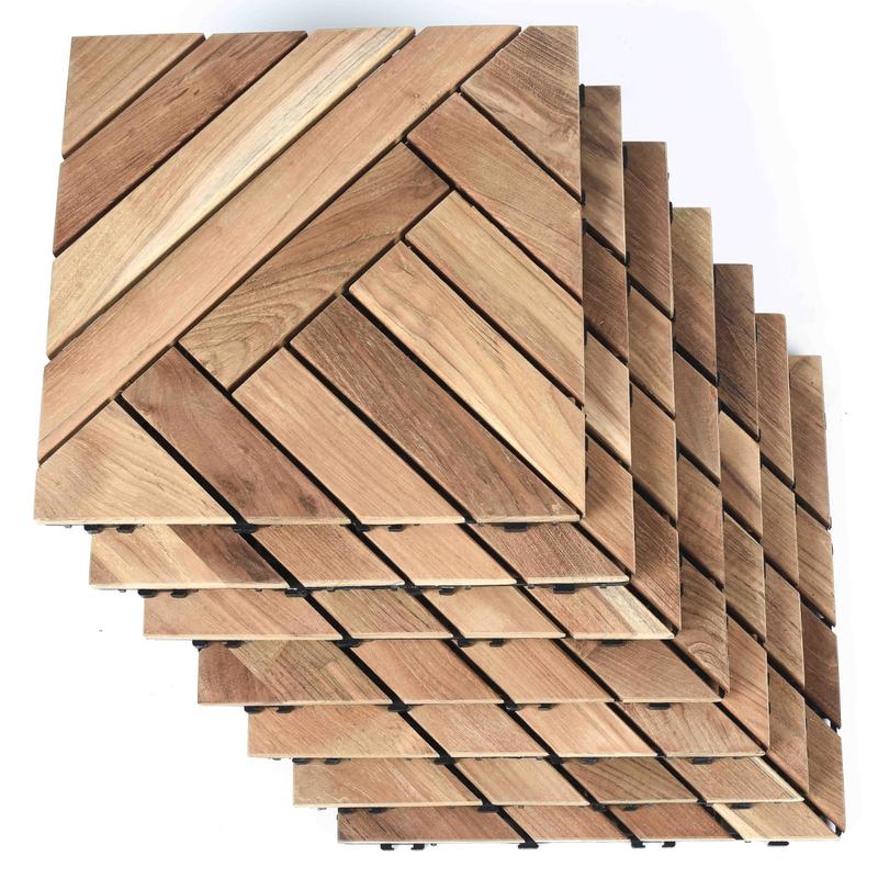 alt="18046 Teak Diamond H Type Floor Tiles showing 7 stacked on white background "