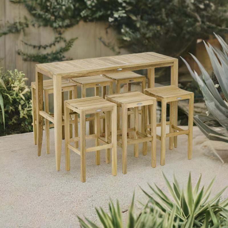 alt="Rectangular Somerset Teak Pub Table And Stool Set - Picture B"