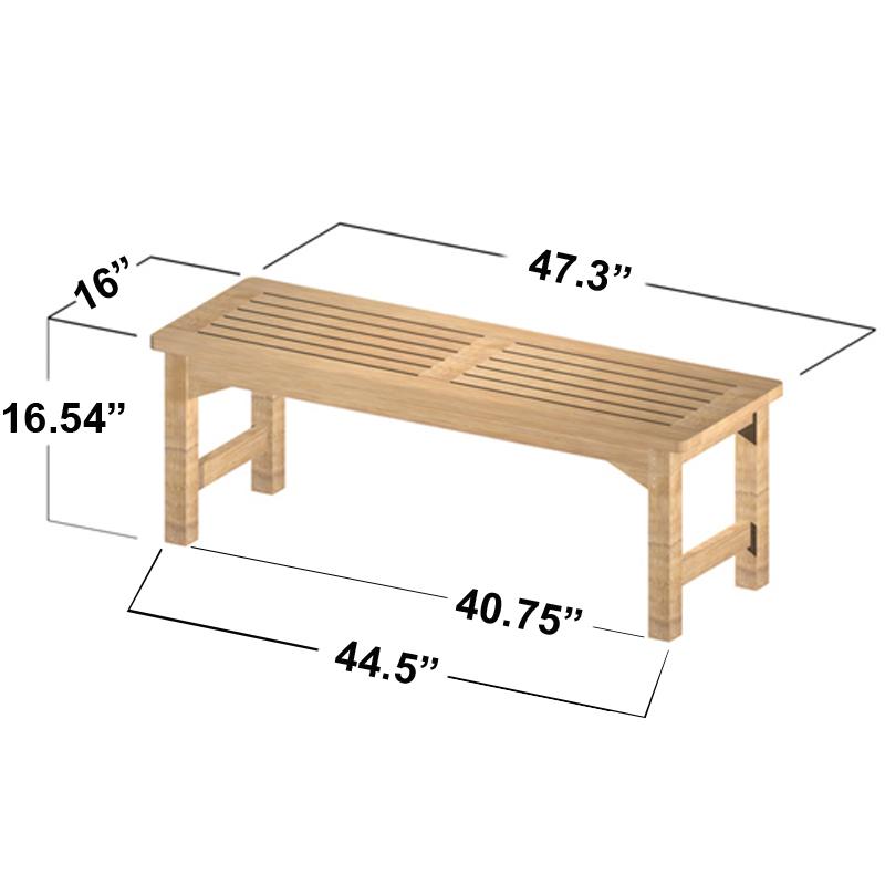 alt="4 ft Veranda Backless Teak Bench - Picture M"