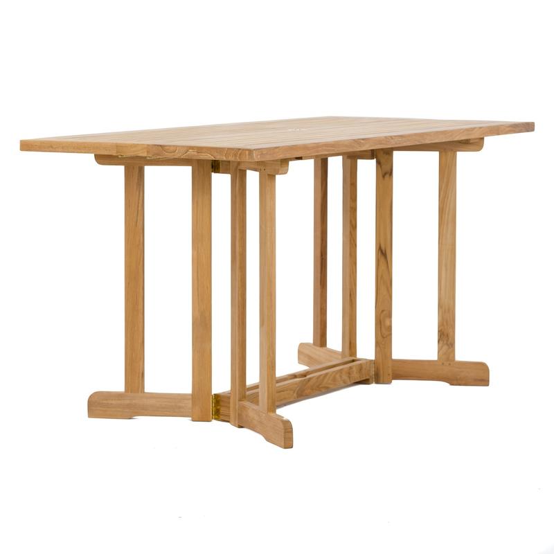 alt="70061 Barbuda teak 5 foot long Picnic Table side angled view on white background"