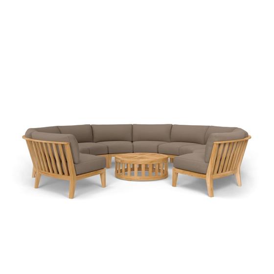 70870 Kafelonia 6 pc Lounge Sofa Set of 5 Kafelonia Sofa Sectional Benches around a Kafelonia 36 in Coffee Table in front view on white background 