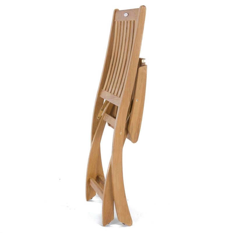 alt="11602S Barbuda Teak Folding Chair folded on white background"