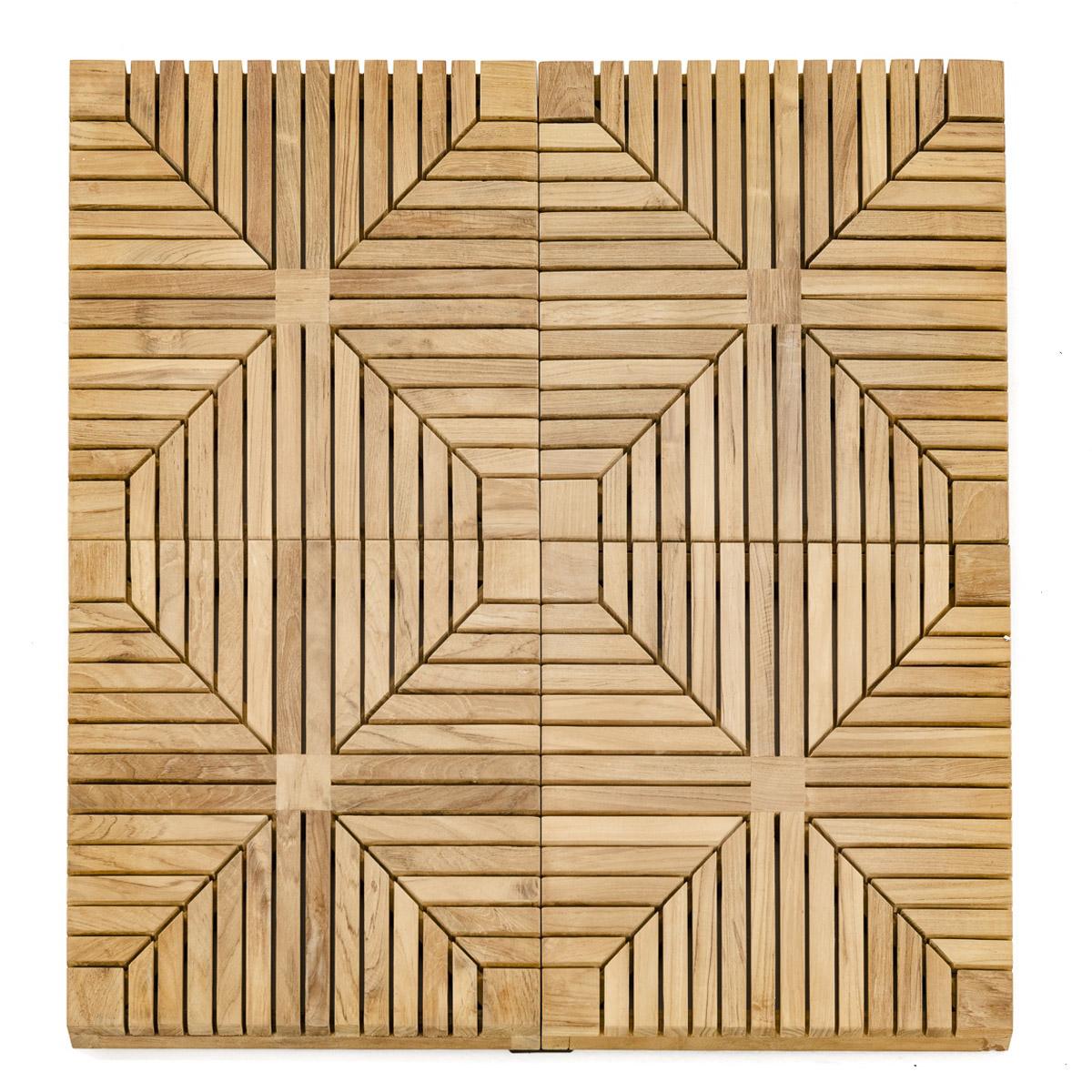 18408 diamond teak tiles one carton showing four sections top view of diamond pattern on white background