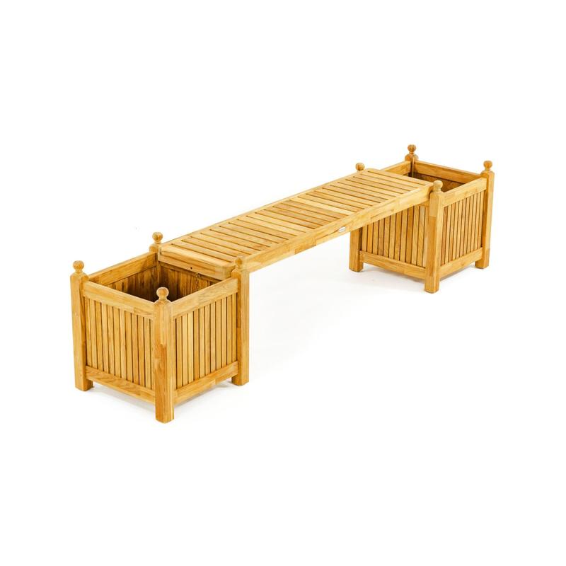 alt="70530 Single Planter Bench Set showing two planters and one seat panel set angled aerial view on white background"