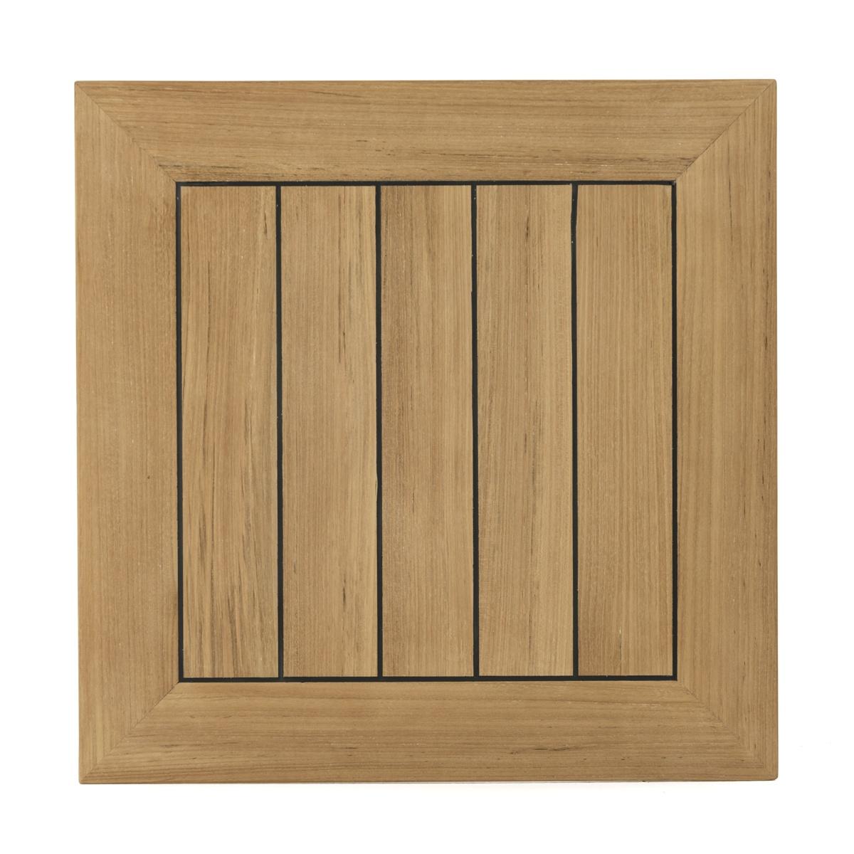 15098 Vogue 24 inch square Table Top with sikaflex sealant between teak slats on white background