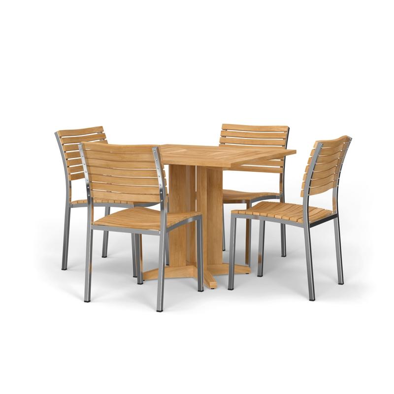 alt="Square Pyramid Cafe Dining Set with 4 Vogue Stacking Chairs - Picture A"