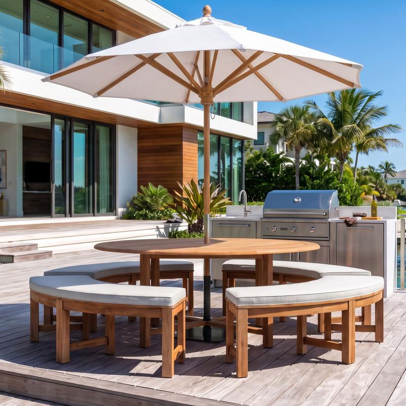 alt="Buckingham Backless Curved Bench Dining Set - Picture A"