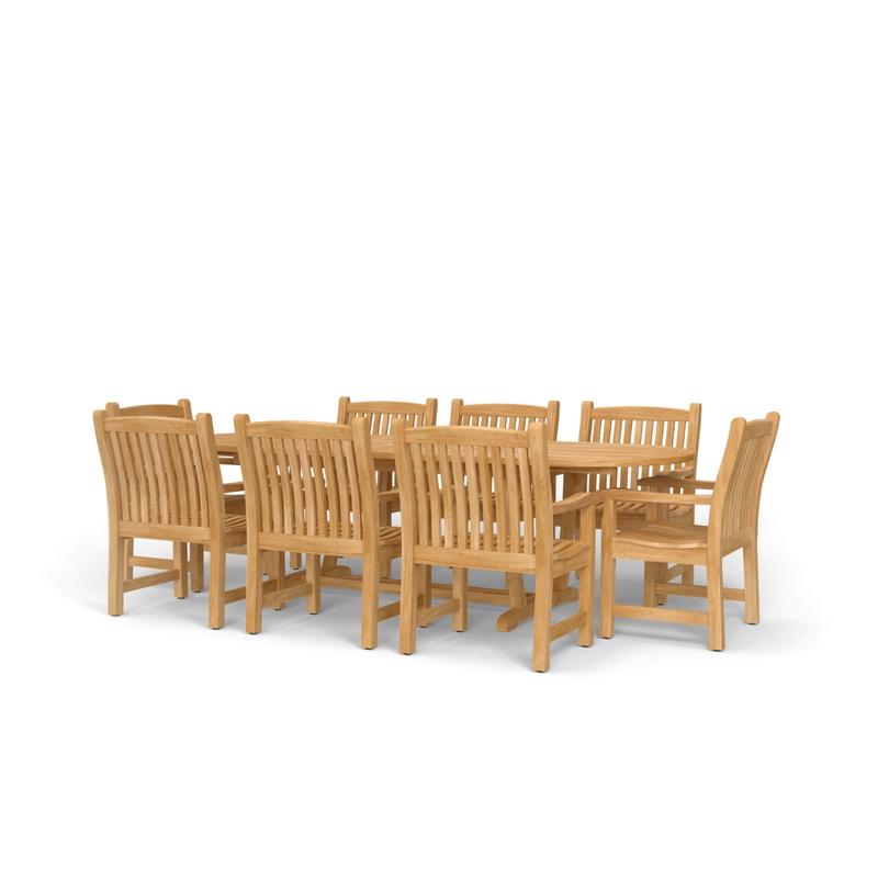 alt="9 pc Montserrat Oval Teak Dining Set - Picture A"